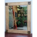 Lovely Beveled Glass Mirror with Tigers eye stones on frame