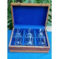 6 Libbey Duratuff glasses in wood box