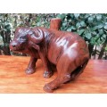 Rustic solid wood hand carved Buffalo