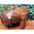 Rustic solid wood hand carved Buffalo