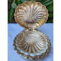 Lovely Metal and glass Oyster shaped Butter ball  dish