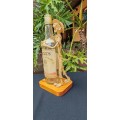 Vintage Bar art bells bottle with Clay figure