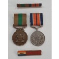 Two SADF medals with name tag as per photo.