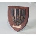 Wooden shield - Plaque 1983 as per photo.