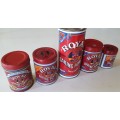 5 Royal Baking Powder tins as per photos