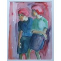 Original framed watercolor  painting by IRIS AMPENBERGER as per photos