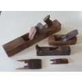 Vintage wooden hand plane and other wooden plane parts, as per photo.