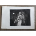 Original unframed etch of an Angel, not signed by the artist, as per photos