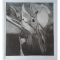 Framed etch `Voel` by Gerrit van Schouwenburg as per photos