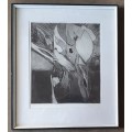 Framed etch `Voel` by Gerrit van Schouwenburg as per photos