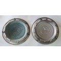 2x Vintage MERCEDES wheel hubcaps as per photo