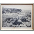 Framed etch by ANDRE NAUDE, Knysna Heads, as per photo