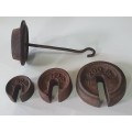 Vintage cast iron  scale weights as per photo