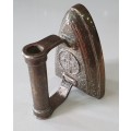 Vintage `brass look` cast iron, coal stove clothing Sad Iron as per photo