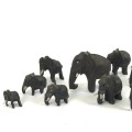 Lot of 11 Hand carved wooden Elephants