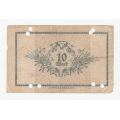 1918 German Altona Stadt 10 Mark - folds, small tears and holes