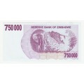 2008 Zimbabwe Emergency Bearer Cheque 750 000 Dollars