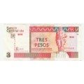 2006 Cuba 3 Peso Convertible, Circulated, Low Serial `010 528`