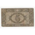 1936 Swiss National Bank 5 Francs, Type H, paperclip mark