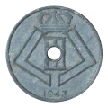 1943 Belgium 25 Centimes, Zinc, WWII