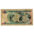 1994 Zimbabwe, Harare, Signature 3, Type B watermark Pick#1D, 2 Dollars