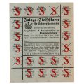 1918 German Kingdom of Wuerttemburg Meat Ration Coupon sheet - Unissued