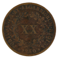 1850 Portugal 20 Reis, 1803000 minted