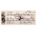 1909 The Standard Bank of South Africa Limited 22 Pound Check, Ladismith (Cape Colony)