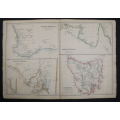 1859 Western Australia, South Australia, North Australia and Tasmania Or Van Diemen`s Land by J. Bar