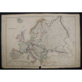 1859 Europe Map by J. W. Lowry-Has tears in the top and bottom middle