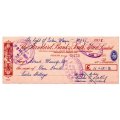 1958 The Standard Bank of South Africa Cheque, Strand Cape, 11 Pounds with Chairman, secretary and T