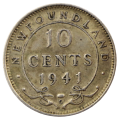1941 Newfoundland Silver 10 Cent, 483k Mintage