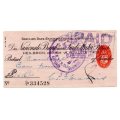 1944 Die Nationale Bank van Suid Afrika (Barclys Bank) Heilbron Cheque, Oranje Vrystaat 1 Pound 16 S
