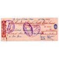 1958 The Standard Bank of South Africa Cheque, Strand Cape, 6 Pounds 19 Shillings with Chairman, sec