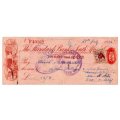1956 The Standard Bank of South Africa Cheque, Strand Cape, 15 Pounds and 9 Shillings with Chairman,