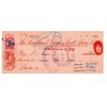 1953 The Standard Bank of South Africa Cheque `Light of Islam` Stamp, Strand Cape, 24 Pounds with Ch