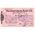 1965 Pakistan Australasia Bank Ltd. Cheque: 5312 Rupees, equivalent to 718k Rupees in today`s value