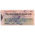 1964 Pakistan Australasia Bank Ltd. Cheque: 216 Rupees