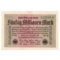 1923 German Berlin Reichsbanknote 50 Million Mark Star Note (Replacement) Pick#109c