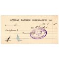 1911 African Banking Corporation Limited Oudtshoorn Withdrawal receipt, 6 Pence