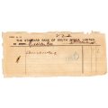 1918 The Standard Bank of South Africa Limited withdrawal receipt, 6 Pence