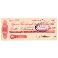 1911 African Banking Corporation Limited Cheque Oudtshoorn, 200 Pounds