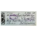 1910 The Standard Bank of South Africa Ladismith (Cape Colony) Cheque, 38 Pounds 12 Shillings 5 Penc