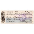 1912 The Standard Bank of South Africa Limited Ladismith (Cape Colony) Cheque, 8 Pounds