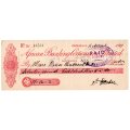1911 African Banking Corporation Limited Cheque Oudtshoorn, 17 Pounds 12 Shillings 2 Pence