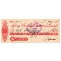 1911 African Banking Corporation Limited Cheque Oudtshoorn, 150 Pounds