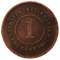 1891 Straits Settlements 1 Cent KM#16