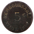 1922 France Chamber of Commerce Commune of Bayonne Iron 5c token