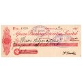 1911 African Banking Corporation Limited Cheque Oudtshoorn, 4 Pounds 8 Shillings