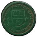 1912-21 Johannesburg Municipal 1 1/2 Penny Green Tramways Token Hern#306a